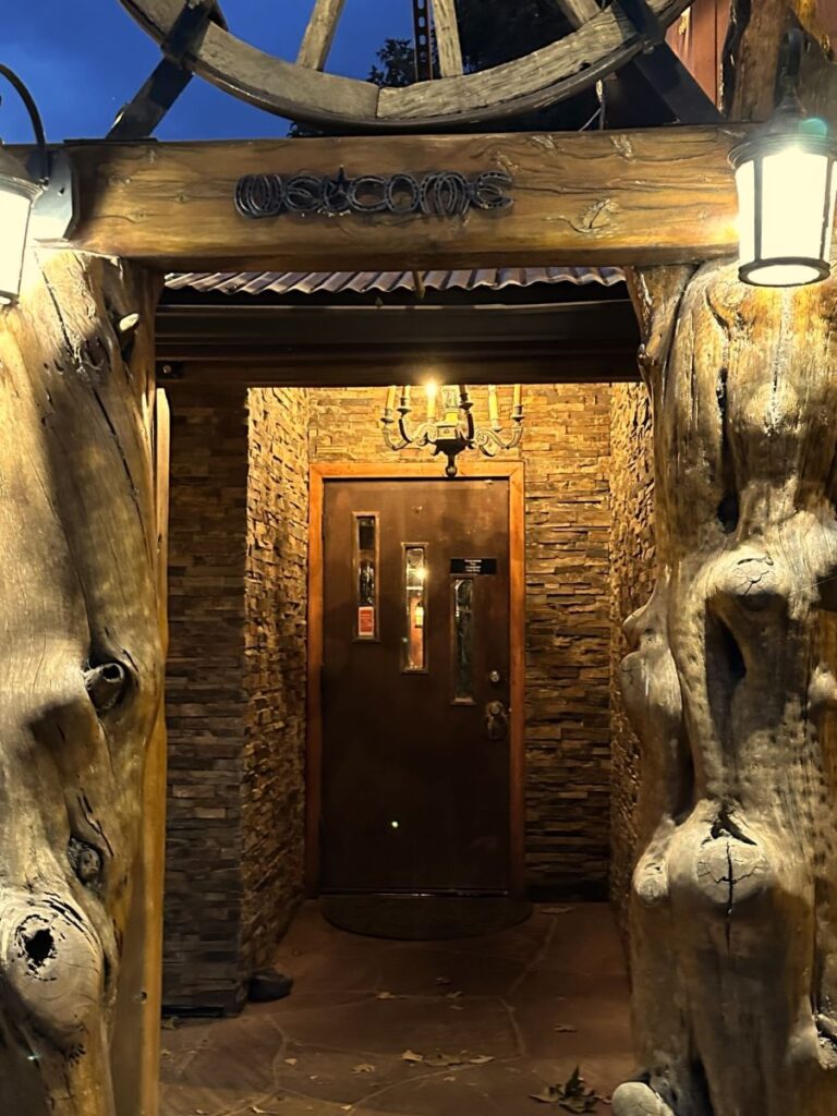 UTC entrance at night close up