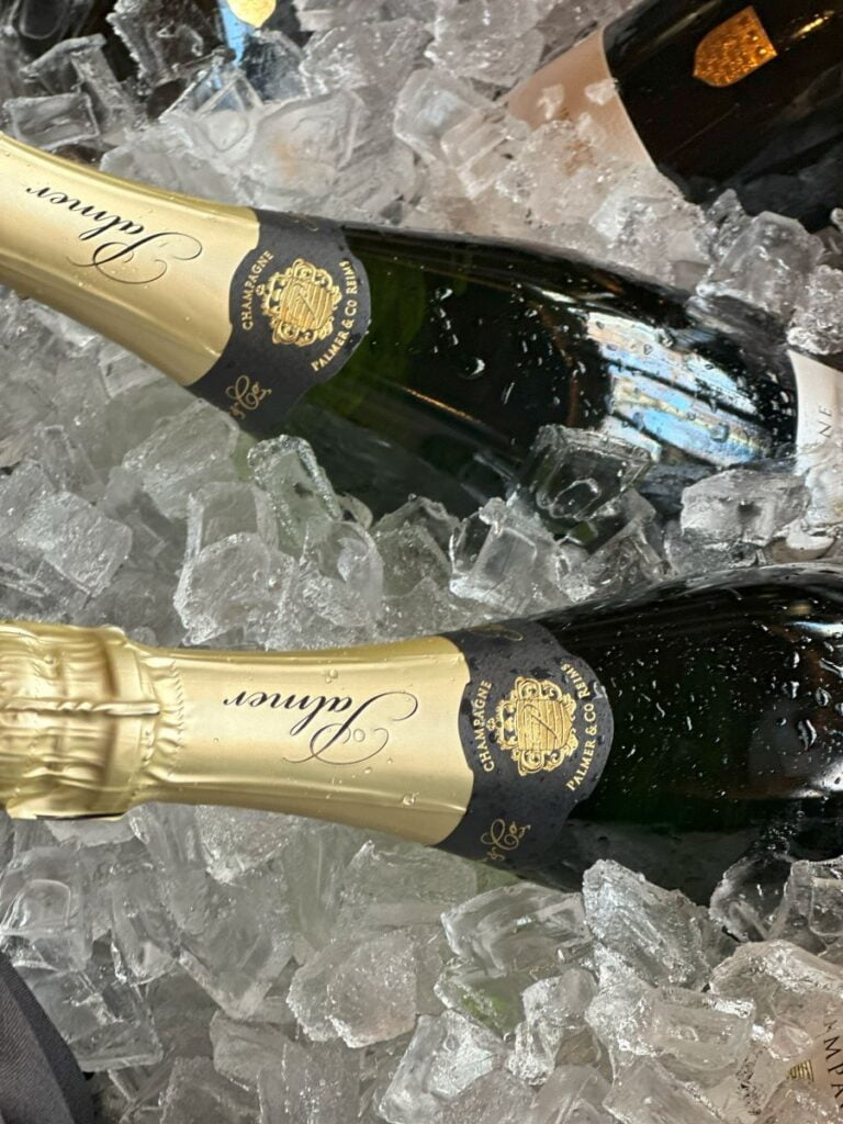 Champagne bottles on ice