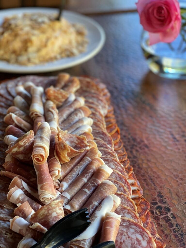 wine club event procscuitto board